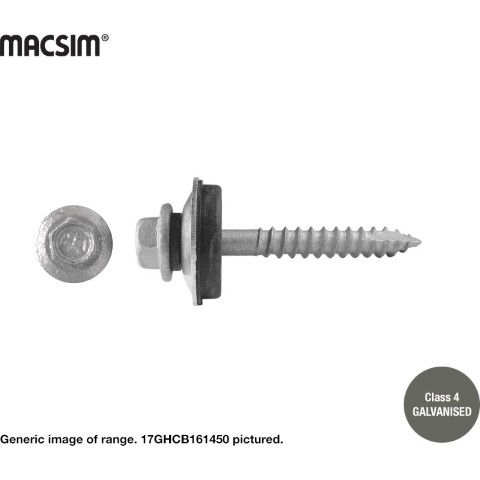SCREW T17 HEX BONDED WASH 16MM C4 14-10 X 50
